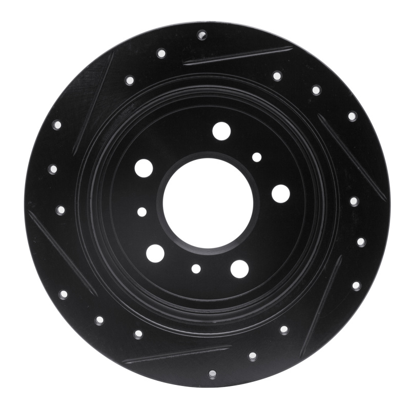 Buick LaCrosse Brake Rotor (1) - Rear Right - R1 Concepts - Drilled & Slotted - Black - `06-`10